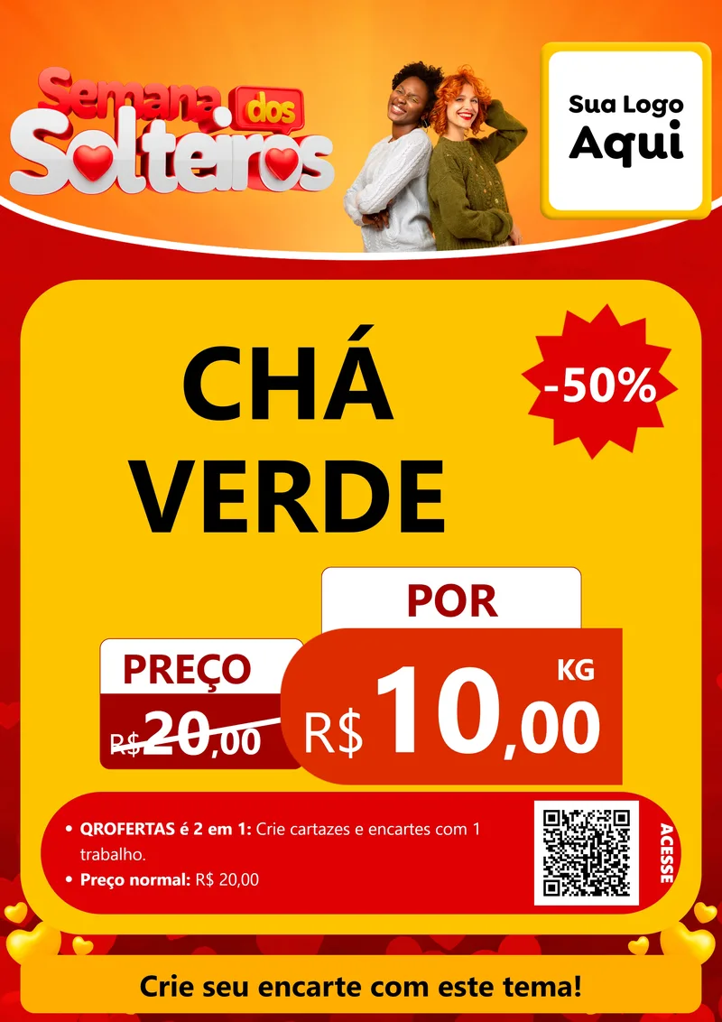 Modelo de Cartaz para Cartaz A4 Vertical com o tema Semana dos Solteiros para Produtos Naturais