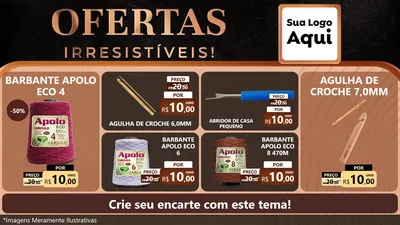 Modelo de TV para TV Horizontal com o tema Ofertas Irresistíveis! para Armarinho e Aviamentos