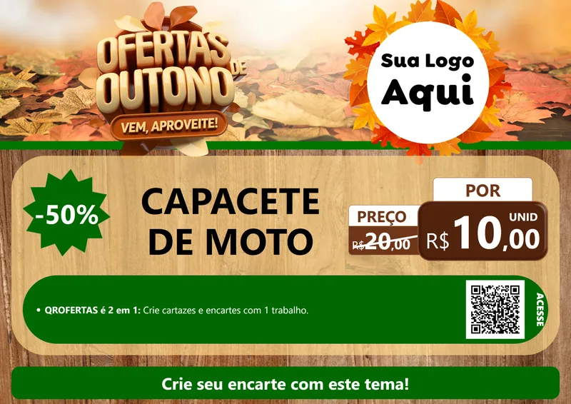 Modelo de Cartaz para Cartaz A4 Horizontal com o tema Ofertas de Outono - Vem, Aproveite! para Moto peças