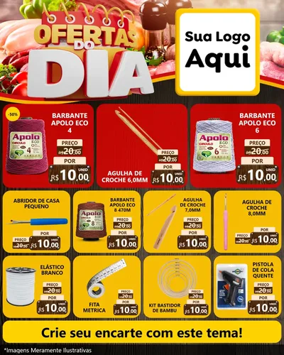 Modelo de Rede Social para Feed Instagram com o tema Ofertas do Dia para Armarinho e Aviamentos