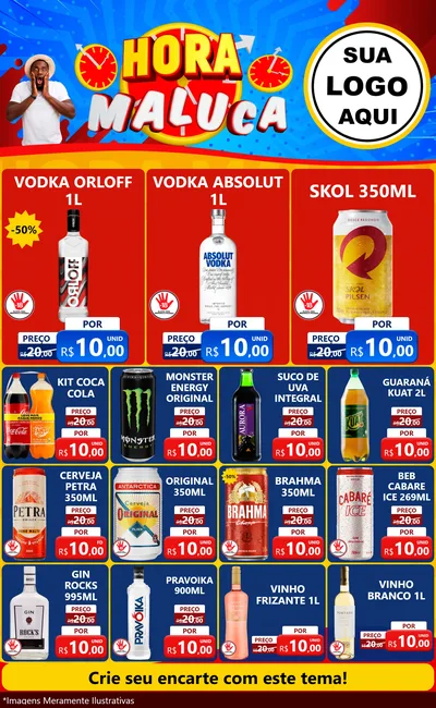 Modelo de Encarte para Encarte Grande com o tema Hora Maluca para Distribuidora de bebidas