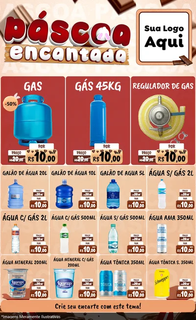 Modelo de Encarte para Encarte Grande com o tema Páscoa Encantada para Água e gás