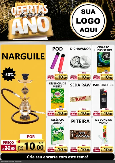 Modelo de Encarte para Encarte A4 Vertical com o tema Ofertas de Fim de Ano para Tabacaria