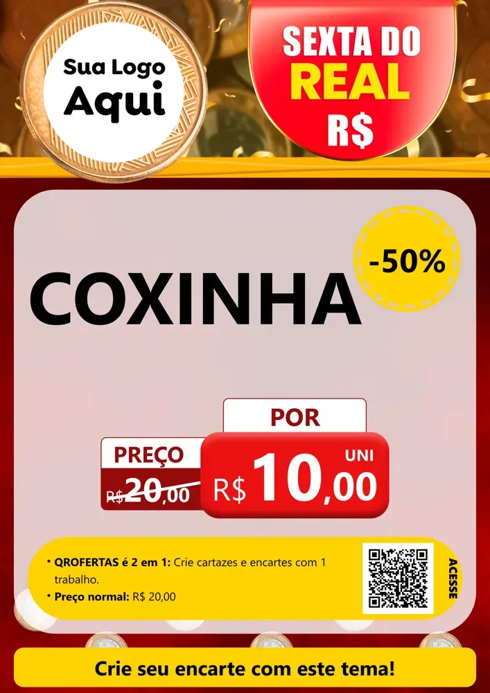 Modelo de Cartaz para Cartaz A4 Vertical com o tema Sexta do Real para Salgadaria