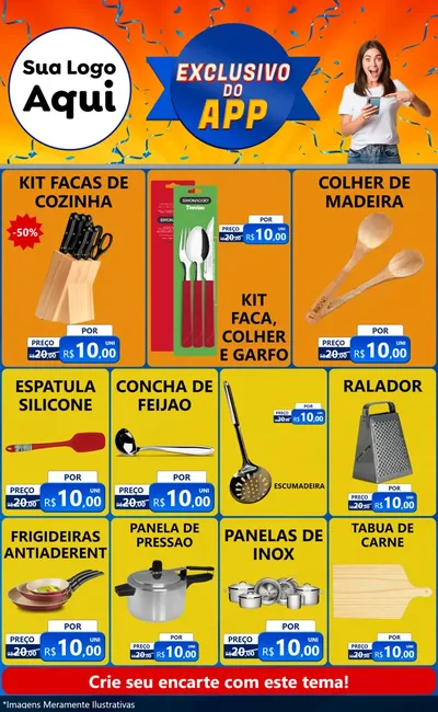 Modelo de Encarte para Encarte Grande com o tema Exclusivo do Aplicativo para Utilidades Domésticas