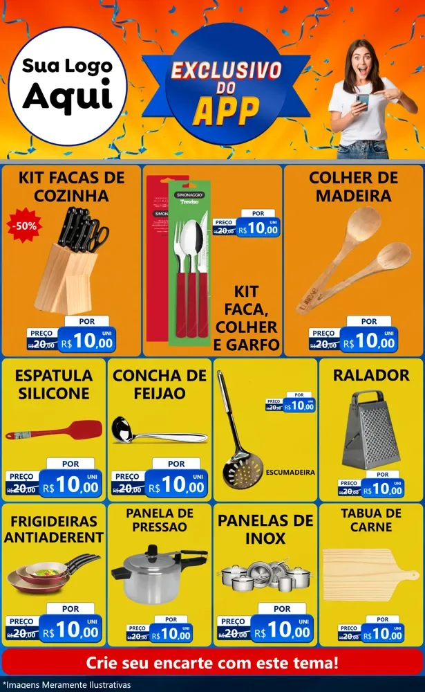 Modelo de Encarte para Encarte Grande com o tema Exclusivo do Aplicativo para Utilidades Domésticas