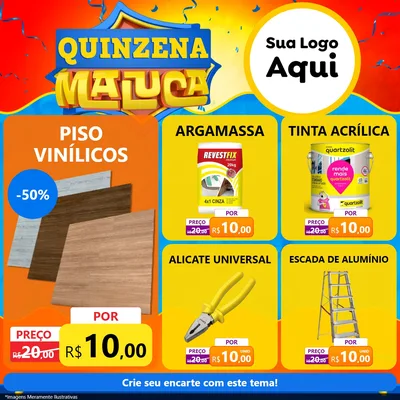 Modelo de Rede Social para Feed Facebook com o tema Quinzena Maluca para Material para Construção