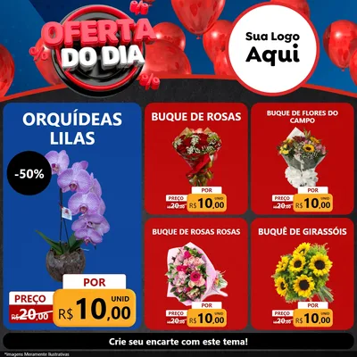 Modelo de Rede Social para Feed Facebook com o tema Oferta do Dia para Floricultura e jardim