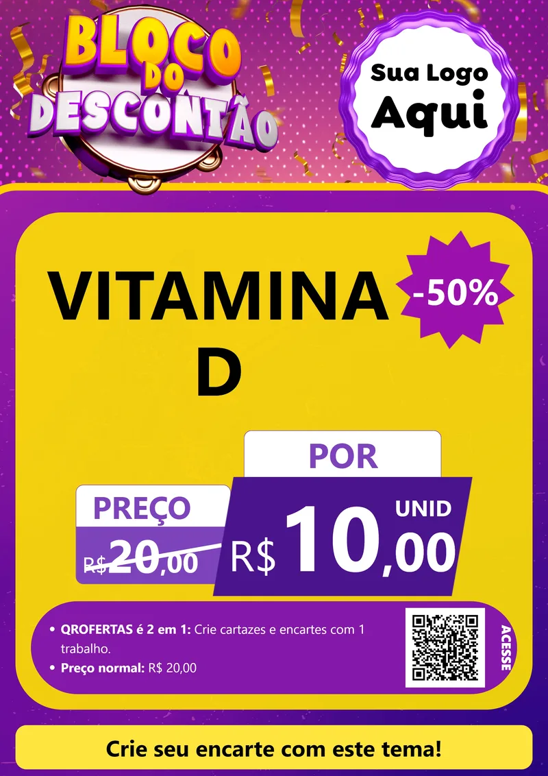 Modelo de Cartaz para Cartaz A4 Vertical com o tema Bloco do Descontão para Farmácia
