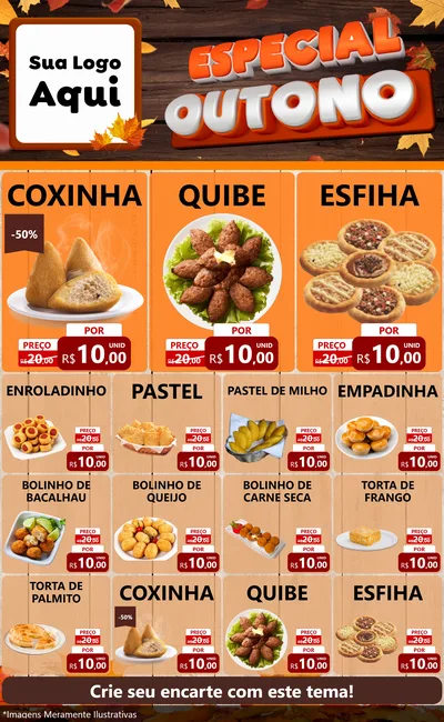 Modelo de Encarte para Encarte Grande com o tema Especial Outono para Salgadaria