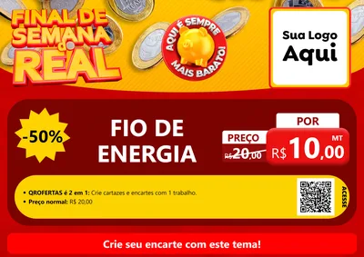 Modelo de Cartaz para Cartaz A4 Horizontal com o tema Final de Semana do Real para Materiais Elétricos