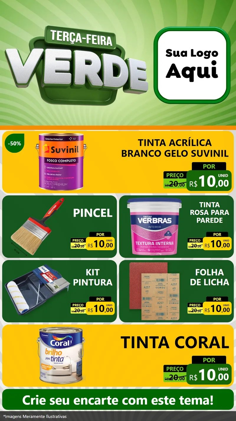 Modelo de TV para TV Vertical com o tema Terça - Feira Verde para Tintas e Ferramentas