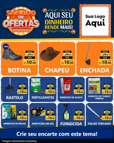 Modelo de Rede Social para Feed Instagram com o tema Sábado de Ofertas Imperdíveis para Agropecuária