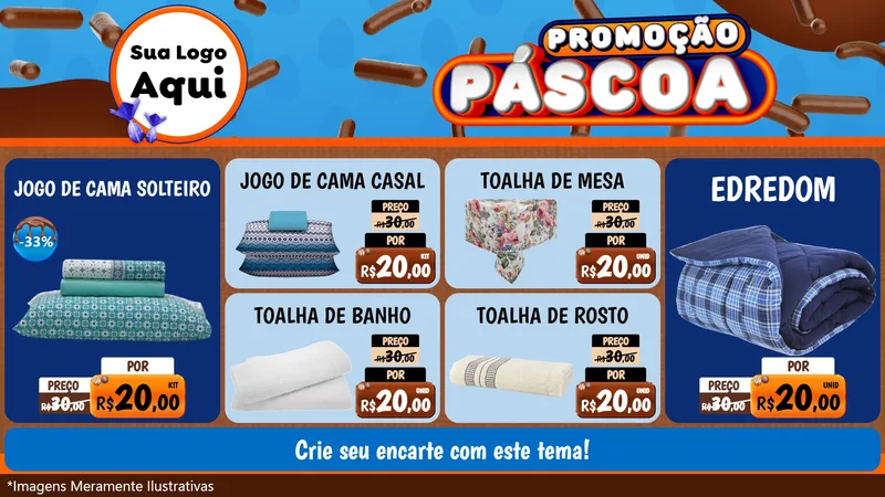 Modelo de TV para TV Horizontal com o tema Promoção Páscoa para Cama, Mesa e Banho