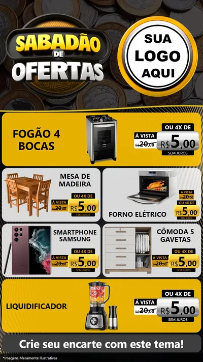 Modelo de TV para TV Vertical com o tema Sabadão de Ofertas para Móveis e Eletro