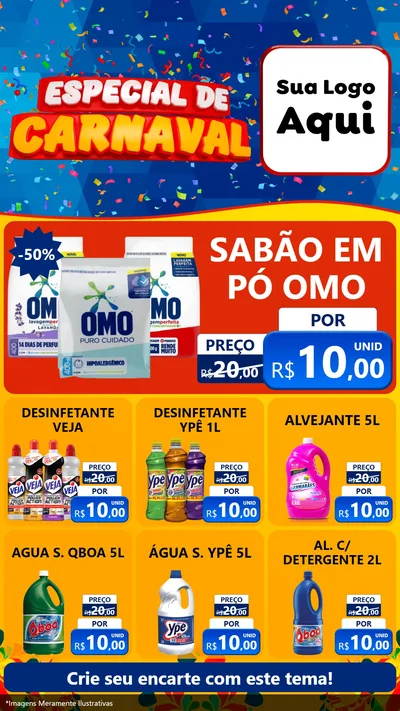 Modelo de Rede Social para Stories com o tema Especial de Carnaval para Produtos de Limpeza