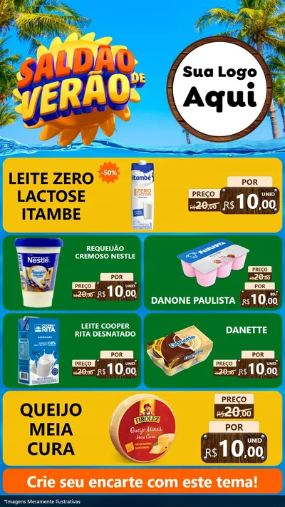 Modelo de TV para TV Vertical com o tema Saldão de Verão para Frios e Laticínios