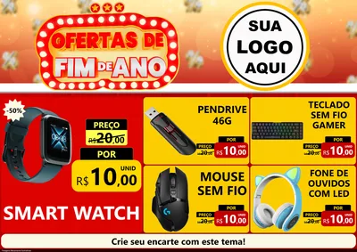 Modelo de Encarte para Encarte A4 Horizontal com o tema Ofertas de Fim de Ano para Informática