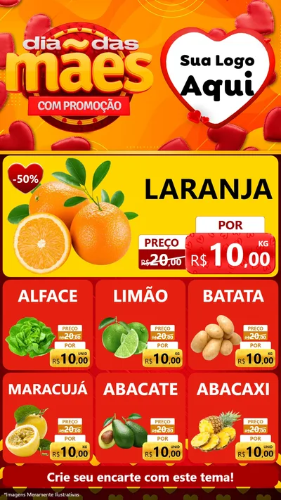 Modelo de Rede Social para Stories com o tema Dia das Mães com Promoção para Hortifrúti