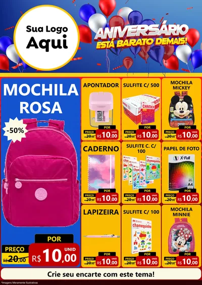 Modelo de Encarte para Encarte A4 Vertical com o tema Aniversário para Papelaria