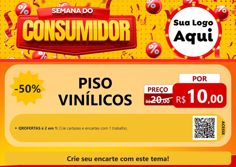 Modelo de Cartaz para Cartaz A4 Horizontal com o tema Semana do Consumidor para Material para Construção