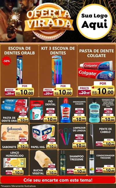Modelo de Encarte para Encarte Grande com o tema Oferta da Virada para Higiene Pessoal