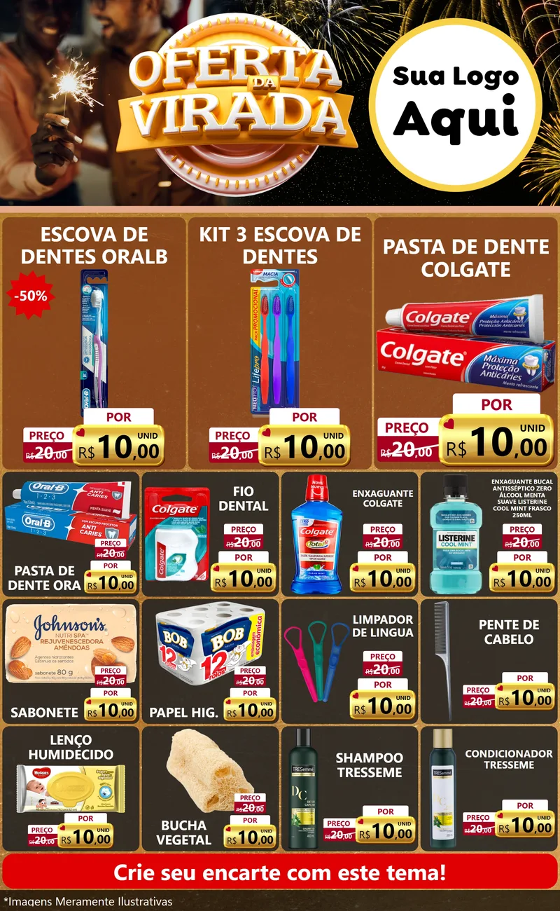 Modelo de Encarte para Encarte Grande com o tema Oferta da Virada para Higiene Pessoal