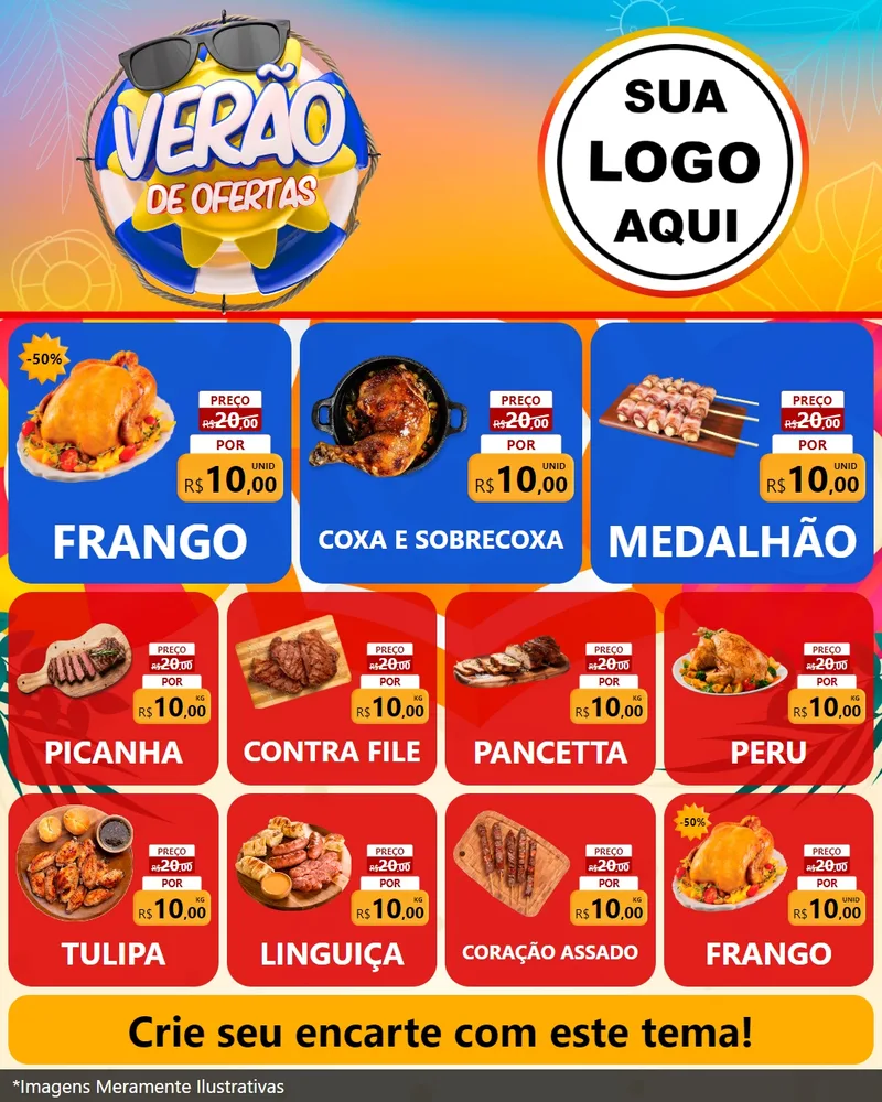 Modelo de Rede Social para Feed Instagram com o tema Verão de Ofertas para Assados