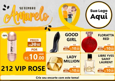 Modelo de Encarte para Encarte A4 Horizontal com o tema Setembro Amarelo para Perfumes