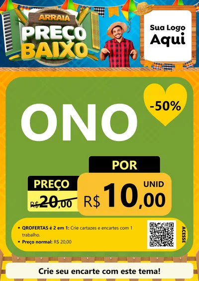 Modelo de Cartaz para Cartaz A4 Vertical com o tema Arraiá de Preço Baixo - Junina para Óticas
