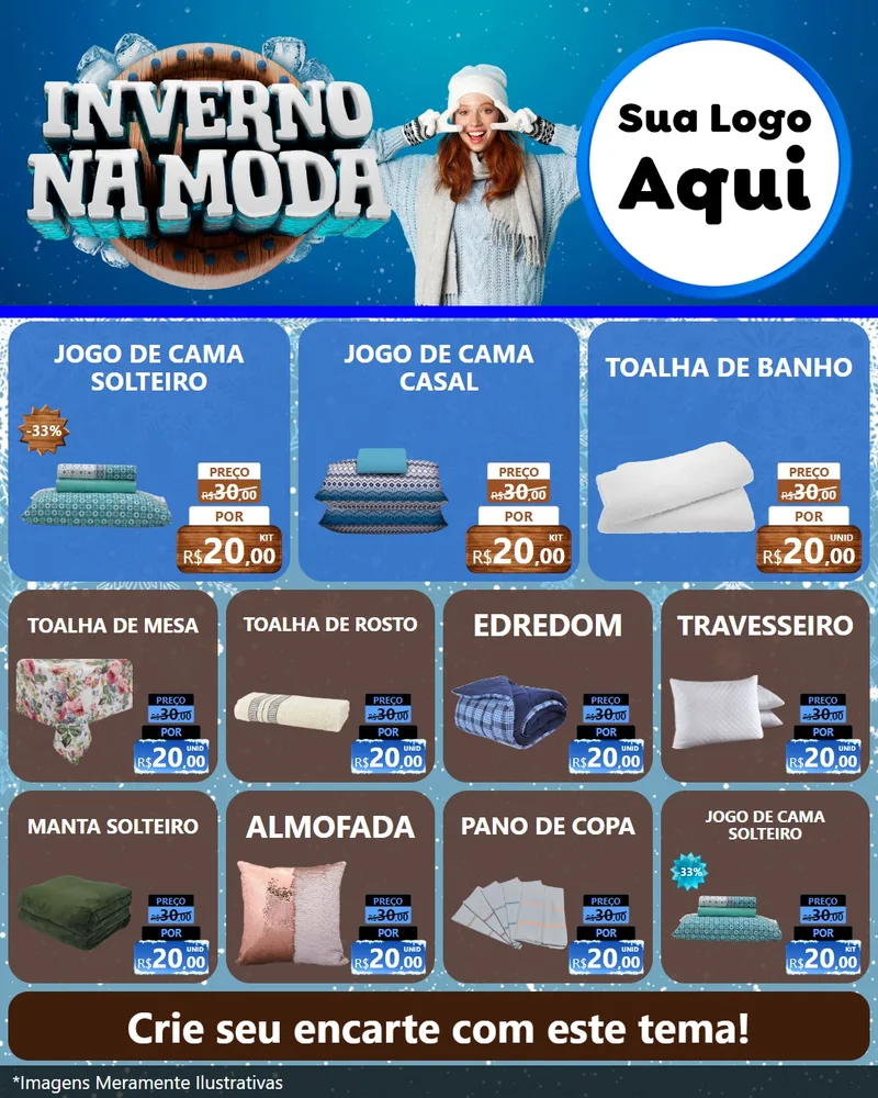 Modelo de Rede Social para Feed Instagram com o tema Inverno na Moda para Cama, Mesa e Banho