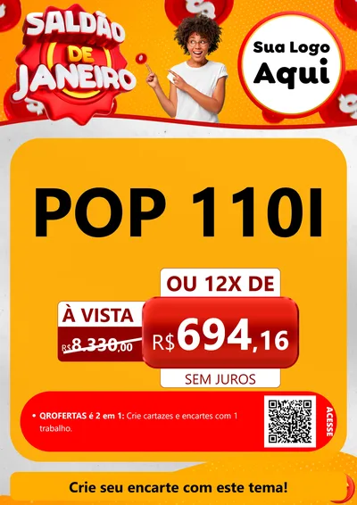 Modelo de Cartaz para Cartaz A4 Vertical com o tema Saldão de Janeiro para Concessionaria de Motos