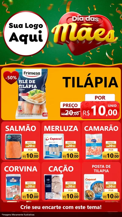 Modelo de Rede Social para Stories com o tema Dia das Mães para Peixaria