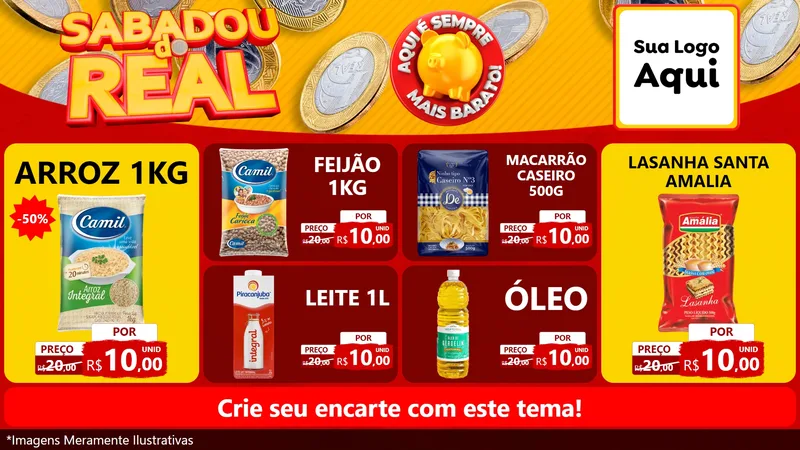 Modelo de TV para TV Horizontal com o tema Sabadou do Real para Supermercado