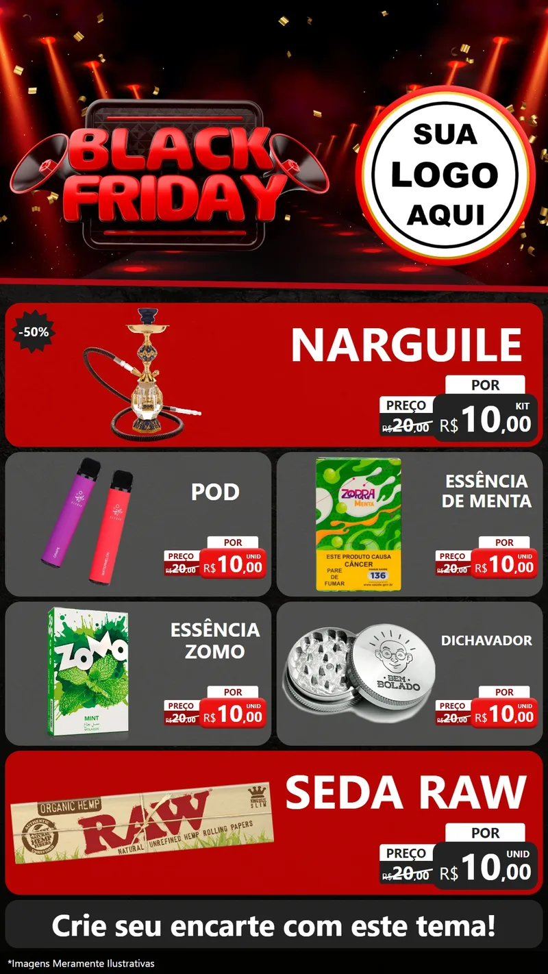 Modelo de TV para TV Vertical com o tema Black Friday para Tabacaria