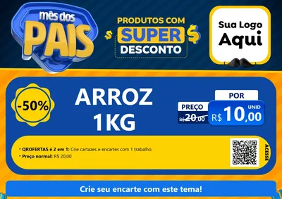 Modelo de Cartaz para Cartaz A4 Horizontal com o tema Mês dos Pais para Supermercado