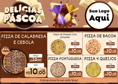 Modelo de Encarte para Encarte A4 Horizontal com o tema Delícias de Páscoa para Pizzaria