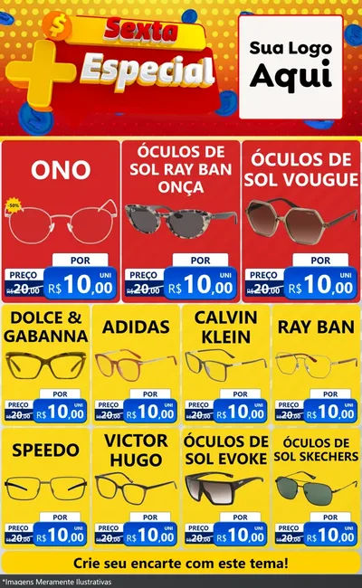 Modelo de Encarte para Encarte Grande com o tema Sexta Mais Especial para Óticas