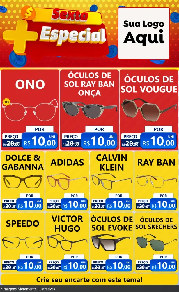 Modelo de Encarte para Encarte Grande com o tema Sexta Mais Especial para Óticas