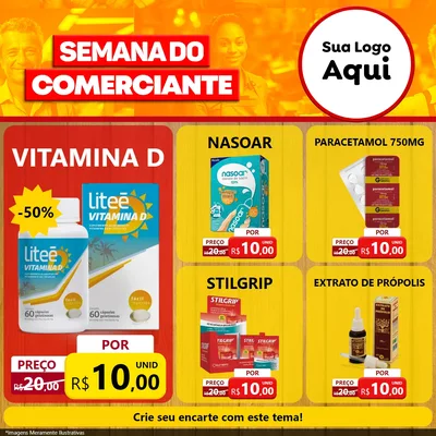 Modelo de Rede Social para Feed Facebook com o tema Semana do Comerciante para Farmácia