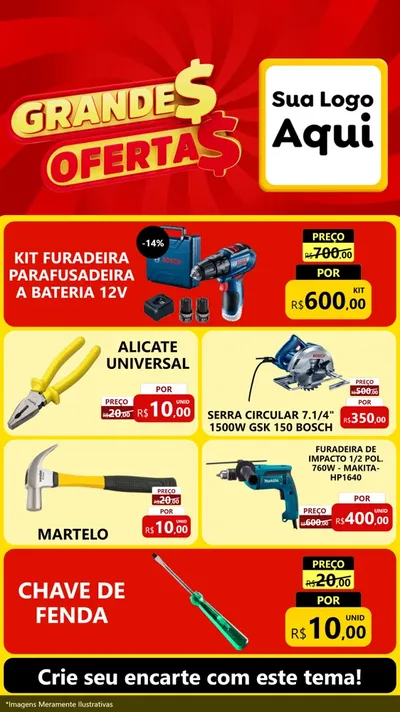 Modelo de TV para TV Vertical com o tema Grandes Ofertas para Maquinas e Ferramentas