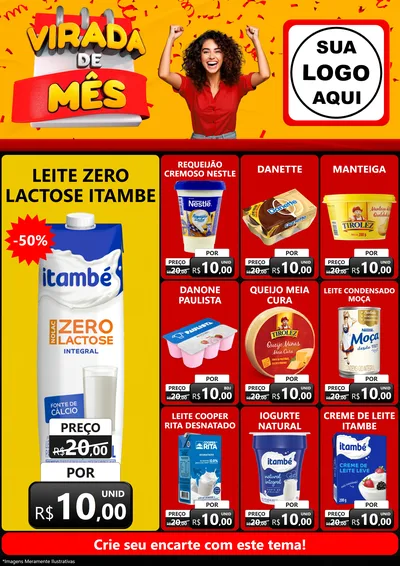 Modelo de Encarte para Encarte A4 Vertical com o tema Virada de Mês para Frios e Laticínios