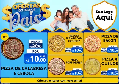 Modelo de Encarte para Encarte A4 Horizontal com o tema Ofertas do Dia dos Pais para Pizzaria