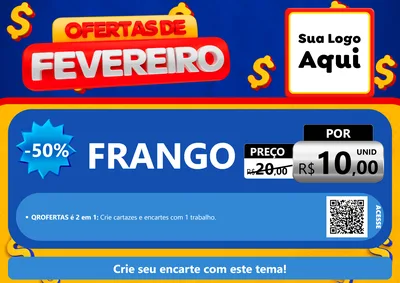Modelo de Cartaz para Cartaz A4 Horizontal com o tema Ofertas de Fevereiro para Assados