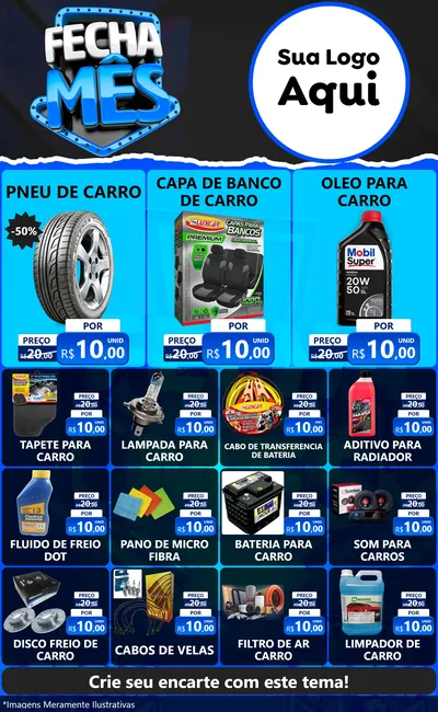 Modelo de Encarte para Encarte Grande com o tema Fecha Mês para Auto peças