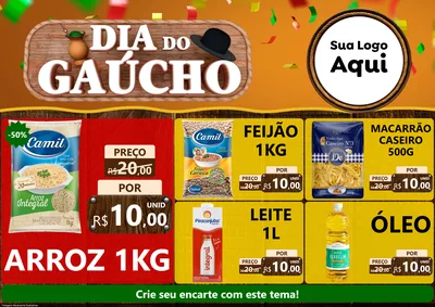 Modelo de Encarte para Encarte A4 Horizontal com o tema Dia do Gaúcho para Supermercado