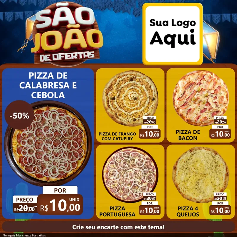 Modelo de Rede Social para Feed Facebook com o tema São João Ofertas Imbatíveis! - Junina para Pizzaria