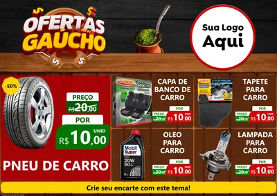 Modelo de Encarte para Encarte A4 Horizontal com o tema Ofertas Dia do Gaúcho para Auto peças