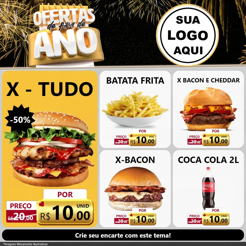Modelo de Rede Social para Feed Facebook com o tema Ofertas de Fim de Ano para Hamburgueria
