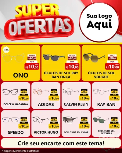 Modelo de Rede Social para Feed Instagram com o tema Super Ofertas para Óticas